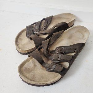 Birkenstock Florida Brown Leather Suede Sandals Size 9